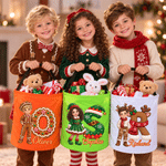 Personalized 3D-Effect Artwork Cartoon Christmas Character Photo LED Light Bucket Bag with Name and Initial Christmas Party Gift for Boys Girls 5