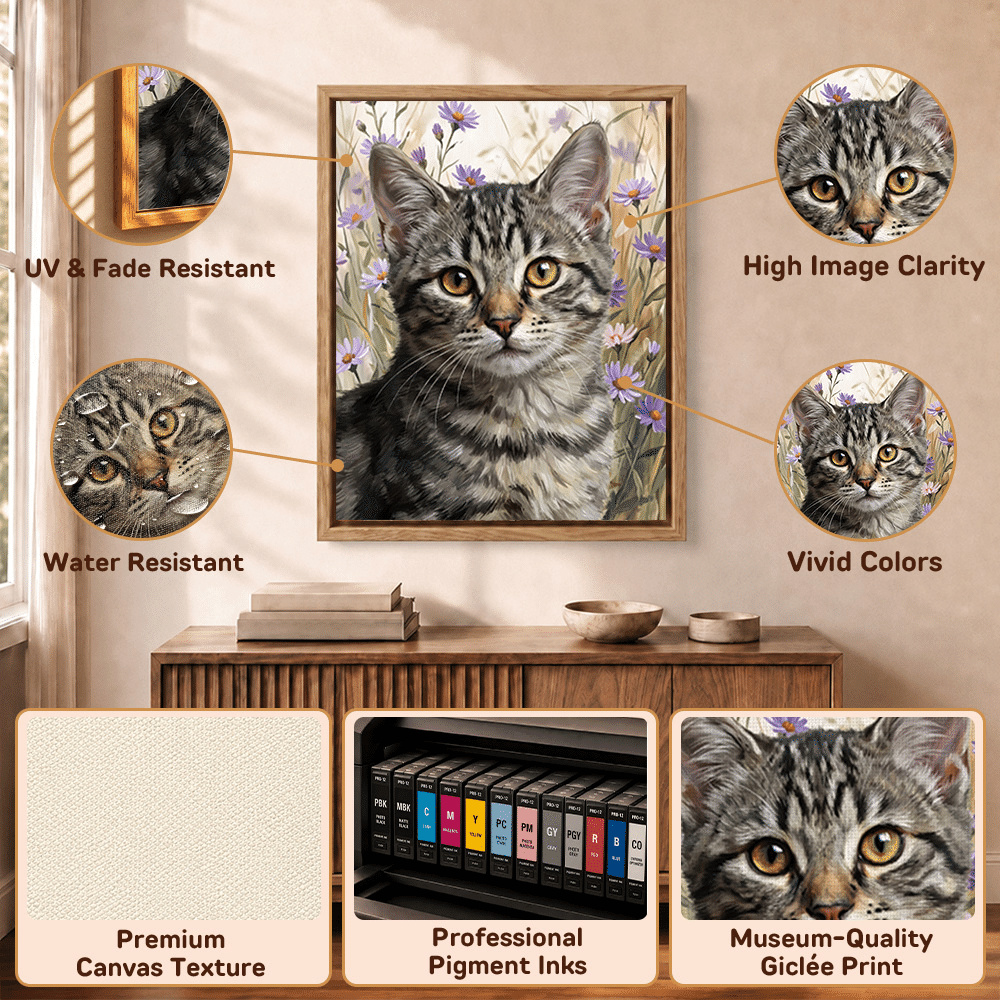 Tableaux sur toile personnalisés, réalistes, à l'huile, représentant des photos d'animaux de compagnie ou des motifs floraux – Décoration d'intérieur, cadeaux pour les fêtes d'animaux de compagnie, les anniversaires ou les pendaisons de crémaillère, destinés aux propriétaires d'animaux de compagnie 9