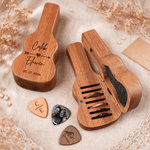 Personalized Engraved Initial Pattern Wooden Guitar Pick Holder Case with Name Music Accessories Birthday Gift for Guitar Player 1