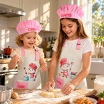 Personalized Cute Cartoon Snowman Adjustable Apron Chef Hat Storage Bag Set with Name Christmas Gift for Kid