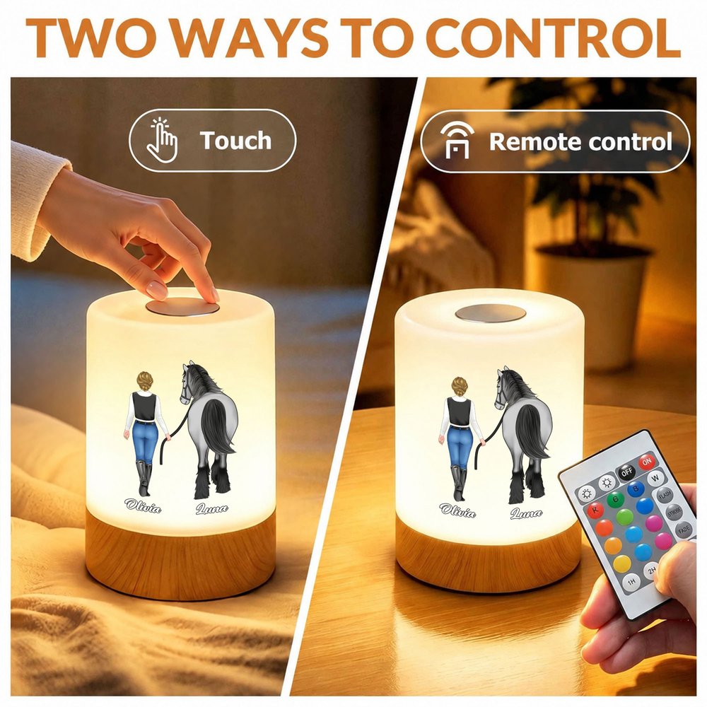 Personalized Horse Riding Theme Dimmable Touch Control Rechargeable Night Light with Name Bedroom Decor Birthday Gift for Horse Lovers 7