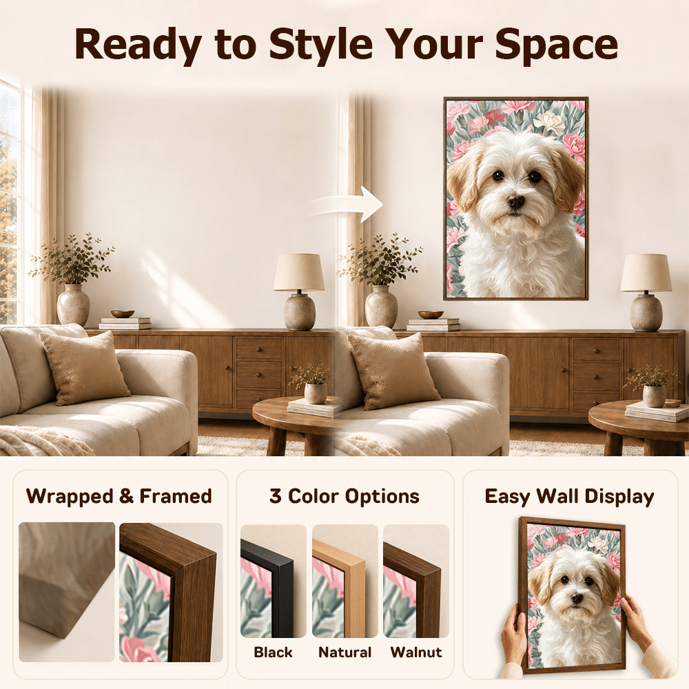 Tableaux sur toile personnalisés, réalistes, à l'huile, représentant des photos d'animaux de compagnie ou des motifs floraux – Décoration d'intérieur, cadeaux pour les fêtes d'animaux de compagnie, les anniversaires ou les pendaisons de crémaillère, destinés aux propriétaires d'animaux de compagnie 10