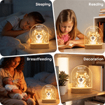Lampada da notte LED personalizzata in acrilico con foto del proprio animale domestico dipinta ad acquerello e motivo floreale, con nome e anno, base in legno: regalo commemorativo per la perdita di un animale domestico, in segno di cordoglio, per i proprietari di animali domestici 8