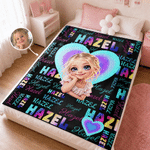 Personalized Cute Cartoon Character Photo Rainbow Heart Name Word Cloud Soft Throw Blanket Birthday Christmas Gift for Teen Girls Daughters 4