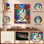 Gepersonaliseerde canvasafdrukken in glas-in-loodstijl met foto van huisdier en naam – Wanddecoratie voor thuis, verjaardagscadeau voor huisdiereigenaren en -liefhebbers 8