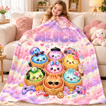 Personalized Dreamy Cartoon Dumpling Soft Throw Blanket with Name Home Decor Birthday Christmas Gift for Boys Girls Teenagers 3