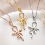 Personalised Eye of Ra Ankh Cross Sterling Silver Necklace with Birthstone Dainty Family Jewellery Birthday Anniversary Gift for Women 2