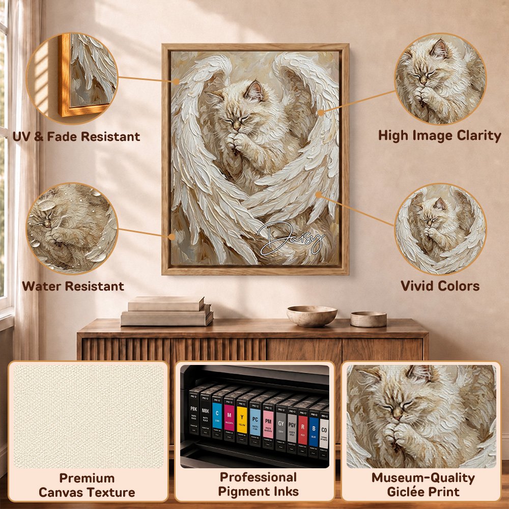 Personalized Angel Wing Style Pet Photo Canvas Prints with Name Home Wall Decor Memorial Gift for Pet Owners 10