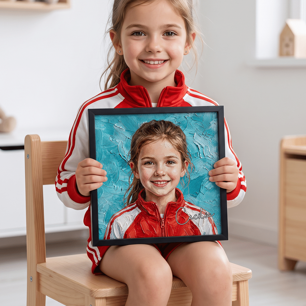 Personalized Impasto Oil Painting Style Portrait Canvas Prints with Name Home Decor Anniversary Housewarming Gift for Family Friends 7