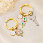 Personalised Colourful Flower Bouquet Keychain Bag Charm with Initial Daily Use Holiday Birthday Gift for Women Besties 2