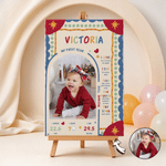 Personalised Playful Circus Theme Photos Canvas Prints with Baby Information Nursery First Birthday Party Decor Gift for New Parents 1