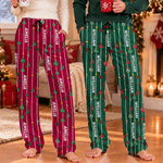 Pantalones de pijama navideños a rayas con adorno personalizado de reno para el árbol de Navidad y nombre: regalo de Navidad para hombres, mujeres, niños y amigos 1