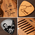 Personalized Engraved Initial Pattern Wooden Guitar Pick Holder Case with Name Music Accessories Birthday Gift for Guitar Player 9