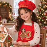 Personalized 3D-Style Art Cartoon Photo Kid Baking Apron Chef Hat Set with Name and Pocket Kitchen Accessory Daily Use Birthday Gift for Children