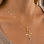 Personalised Eye of Ra Ankh Cross Sterling Silver Necklace with Birthstone Dainty Family Jewellery Birthday Anniversary Gift for Women 9