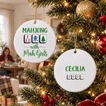 Personalized Fashion Mahjong with Mah Girls Christmas Ornament with Name and Year Home Decor Christmas Gift for Mahjong Lover Player