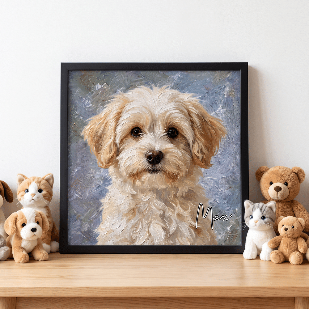 Personalized Oil Painting Style Pet Photo Canvas Prints with Name Home Wall Decor Ship from USA Birthday Gift for Pet Owners Lovers 8