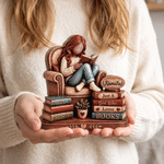 Personalised 3D-Effect Art Cartoon Reading Girl Layered Wooden Decoration with Name Desk Decor Christmas Gift for Girl Book Lover 7