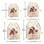 Personalized Merry Christmas Santa Claus Snowflake Large Canvas Drawstring Gift Bag with Name and Initial Christmas Gift for Kids 6