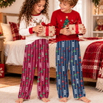 Pantalones de pijama navideños a rayas con adorno personalizado de reno para el árbol de Navidad y nombre: regalo de Navidad para hombres, mujeres, niños y amigos 5