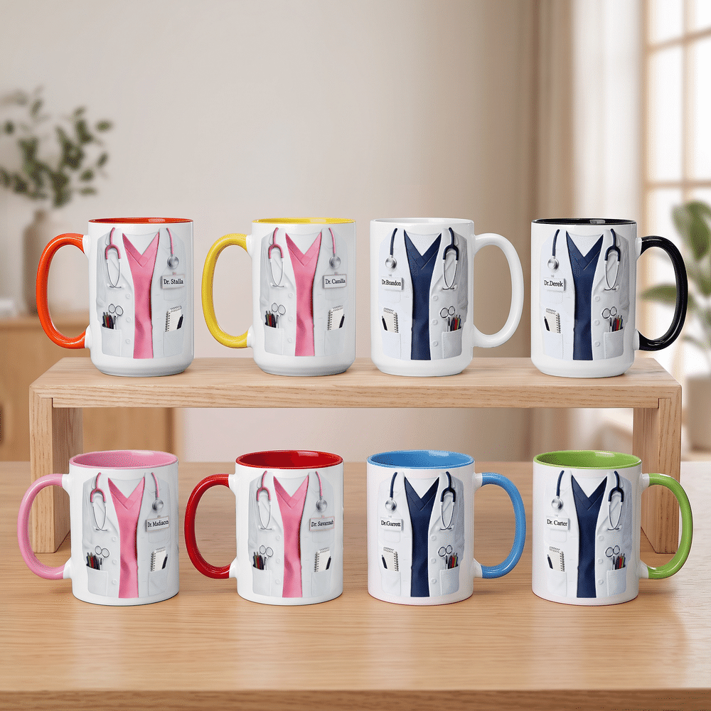 Personalised Medical Lab Coat Stethoscope Ceramic Mug with Name Graduation Office Birthday Gift for Doctor Nurse Student 2