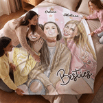 Personalized Star Watercolor Style Character Photo Soft Throw Blanket with Names Home Decor Birthday Gift for Best Friends Besties 6