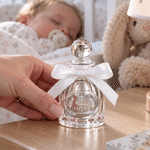 Personalized Cross Refillable Holy Water Glass Bottle with Name Date and White Bow Ribbon Baby Shower Baptism Gift for Newborn 3