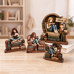 Personalised 3D-Effect Art Cartoon Reading Girl Layered Wooden Decoration with Name Desk Decor Christmas Gift for Girl Book Lover 2