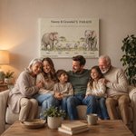 Personalised Cartoon Elephant Family Canvas Poster Framed Painting with 1-10 Names and Year Wall Decor Mother's Day Christmas Gift for Grandparents 6