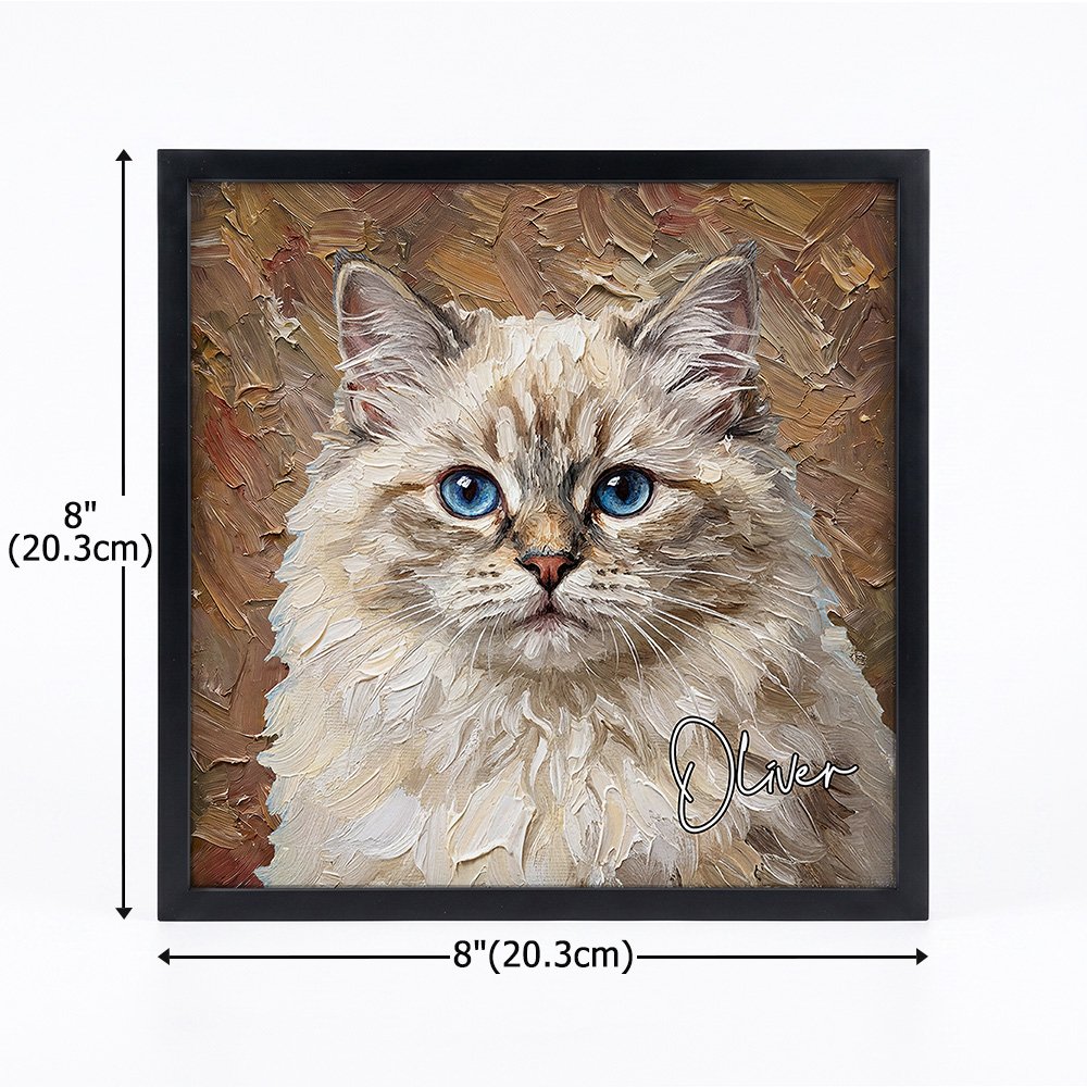 Personalized Oil Painting Style Pet Photo Canvas Prints with Name Home Wall Decor Ship from USA Birthday Gift for Pet Owners Lovers 9