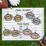 Personalized Football Shape Wooden Earrings with Text Dainty Jewelry Game Day Birthday Gift for Football Mom Lover