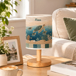 Personalised Sea Turtle Ocean Quilt Style Linen Table Lamp with Name and Title Home Decor Christmas Birthday Gift for Grandma Mum Family 2