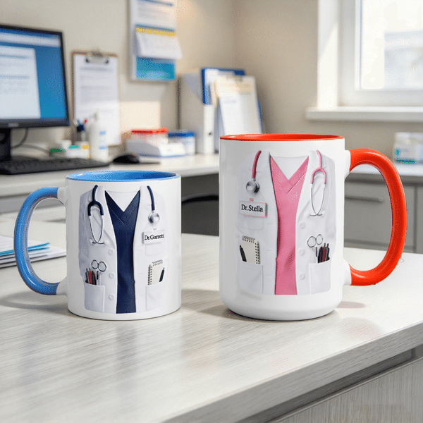 Personalised Medical Lab Coat Stethoscope Ceramic Mug with Name Graduation Office Birthday Gift for Doctor Nurse Student