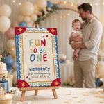Personalised Playful Circus Theme Photos Canvas Prints with Baby Information Nursery First Birthday Party Decor Gift for New Parents 3