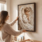 Personalised Impasto Oil Painting Angel Praying Portrait Canvas Prints with Name Home Decor Memorial Sympathy Gift for Family Friends 8