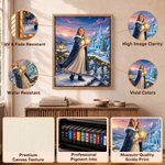 Stampe fotografiche personalizzate per bambini in stile fiabesco con castello di fiocchi di neve: decorazioni da parete per la casa, regali di Natale e di compleanno per familiari e amici