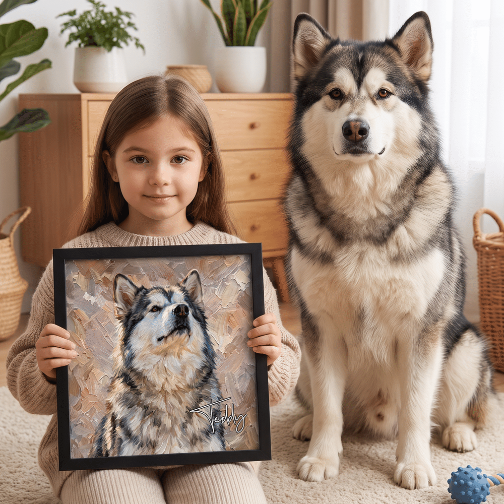 Personalized Oil Painting Style Pet Photo Canvas Prints with Name Home Wall Decor Ship from USA Birthday Gift for Pet Owners Lovers 5