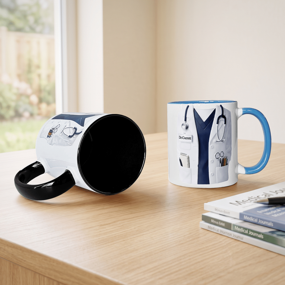 Personalised Medical Lab Coat Stethoscope Ceramic Mug with Name Graduation Office Birthday Gift for Doctor Nurse Student 3
