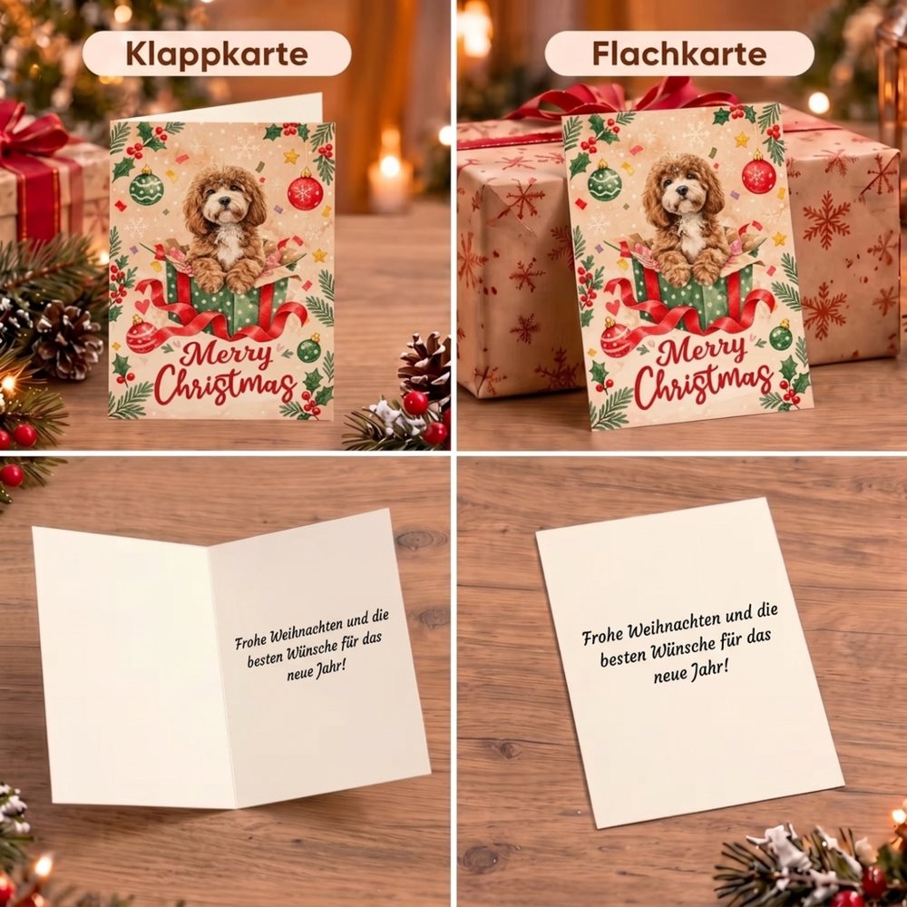 Personalisierte Weihnachtskarte | mit Haustierfoto & Namen | Klappkarte Grußkarte mit Umschlag | Weihnachtsgeschenk für Tierliebhaber & Familie 10