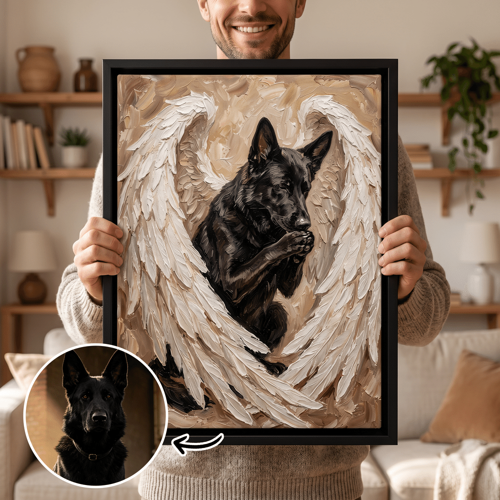 Personalized Angel Wing Style Pet Photo Canvas Prints with Name Home Wall Decor Memorial Gift for Pet Owners 3