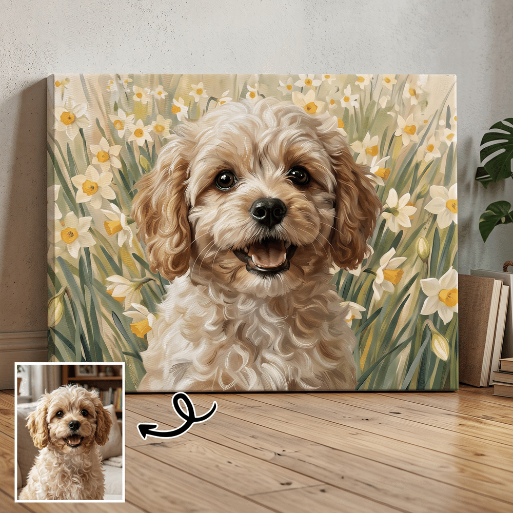 Tableaux sur toile personnalisés, réalistes, à l'huile, représentant des photos d'animaux de compagnie ou des motifs floraux – Décoration d'intérieur, cadeaux pour les fêtes d'animaux de compagnie, les anniversaires ou les pendaisons de crémaillère, destinés aux propriétaires d'animaux de compagnie 1