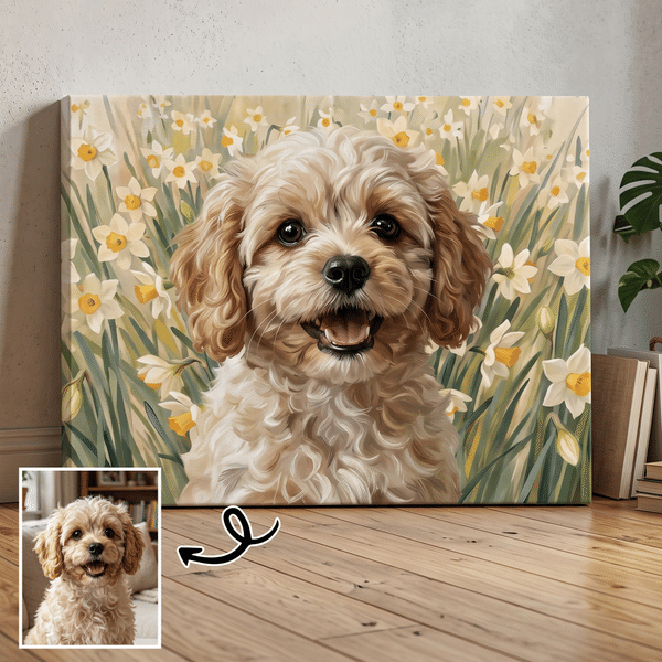 Tableaux sur toile personnalisés, réalistes, à l'huile, représentant des photos d'animaux de compagnie ou des motifs floraux – Décoration d'intérieur, cadeaux pour les fêtes d'animaux de compagnie, les anniversaires ou les pendaisons de crémaillère, destinés aux propriétaires d'animaux de compagnie