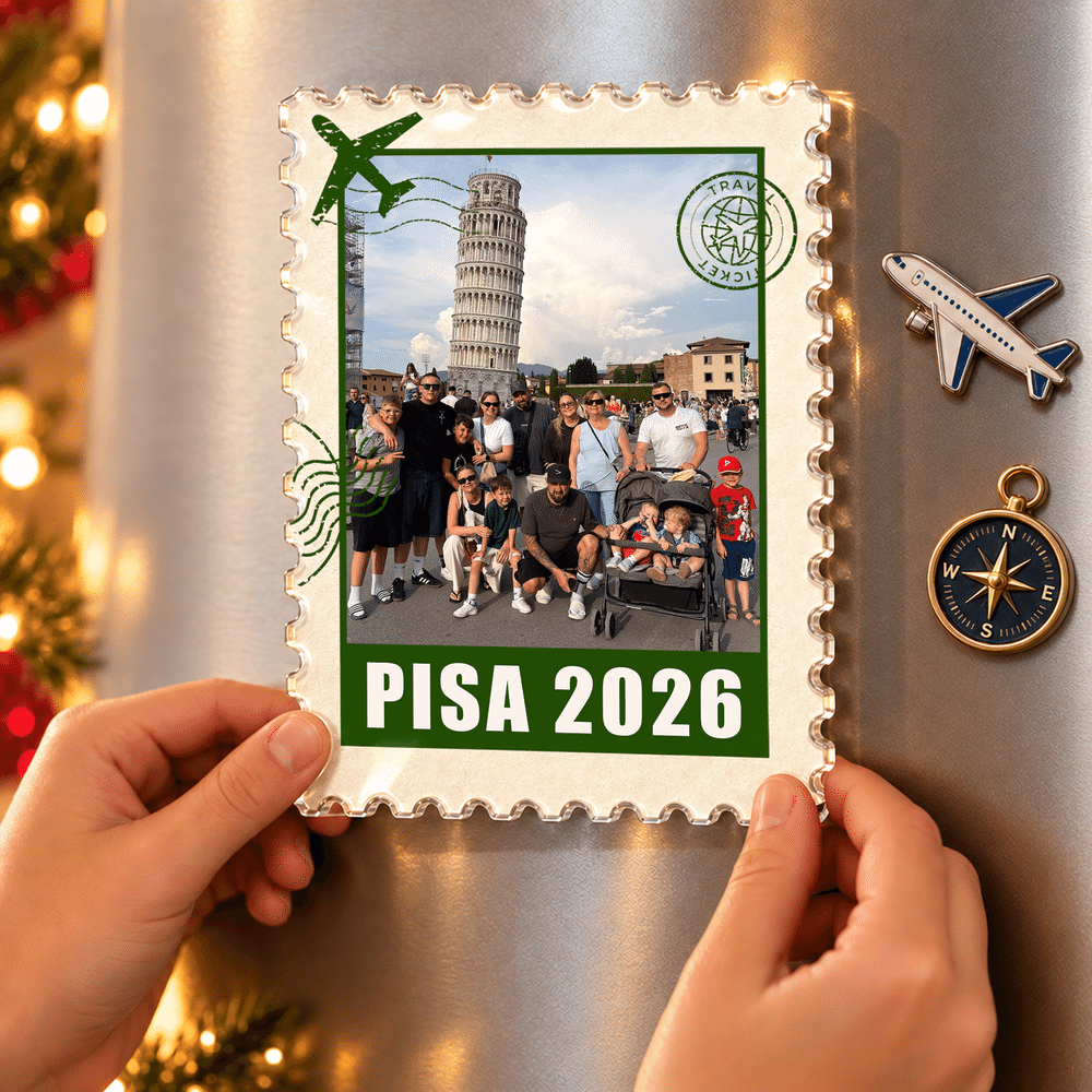 Aimant de réfrigérateur personnalisé avec photo de voyage et texte – Cadeau de Noël ou d'anniversaire pour la famille et les amis 4