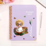 Personalized Birth Flower Cartoon Character 2027 Planner A5 Notebook with Name and Weekly Monthly Planner Pages Daily Use Birthday Gift for Friend