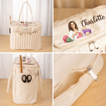 Personalized Photo to Hand Drawn Style Portrait Crochet Knitting Canvas Yarn Needle Storage Bag with Name Birthday Sewing Gift for Craft Lovers 8