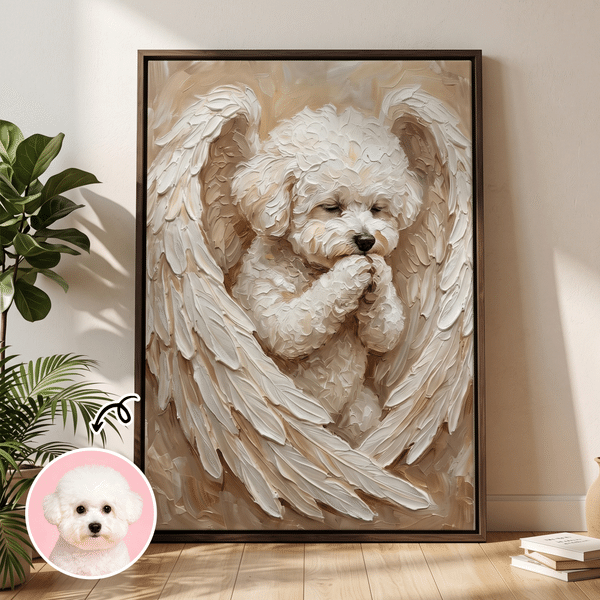 Personalized Angel Wing Style Pet Photo Canvas Prints with Name Home Wall Decor Ship from USA Memorial Gift for Pet Owners