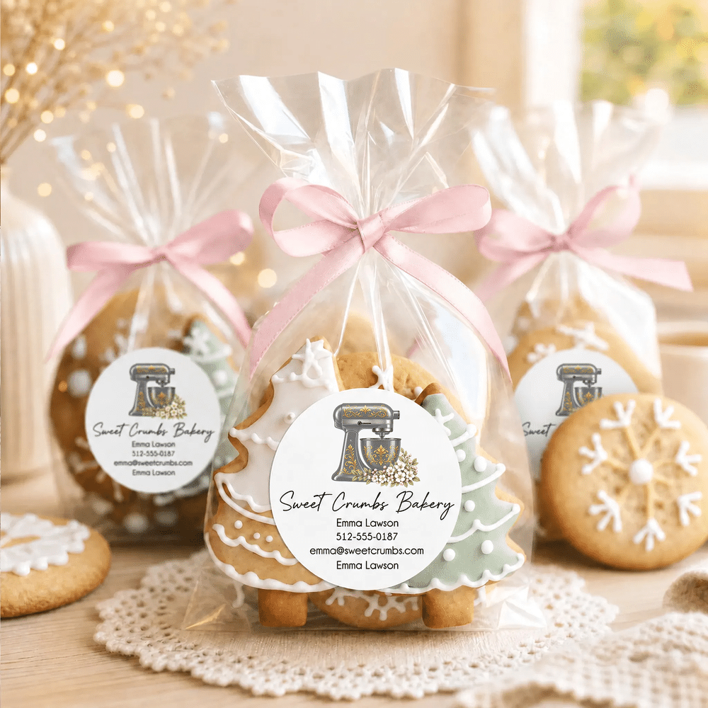 Gepersonaliseerde waterbestendige stickers voor keukenmixers met geboortebloem, tekst en winkelnaam – bakcadeau voor verjaardagen en Kerstmis, voor bakkers en bakliefhebbers 2