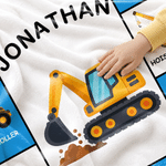 Personalised Cartoon Construction Vehicle Soft Throw Blanket with Name Birthday Christmas Gift for Kid Lorry Lover 7