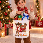 Personalized 3D-Effect Artwork Cartoon Christmas Character Photo LED Light Bucket Bag with Name and Initial Christmas Party Gift for Boys Girls 4
