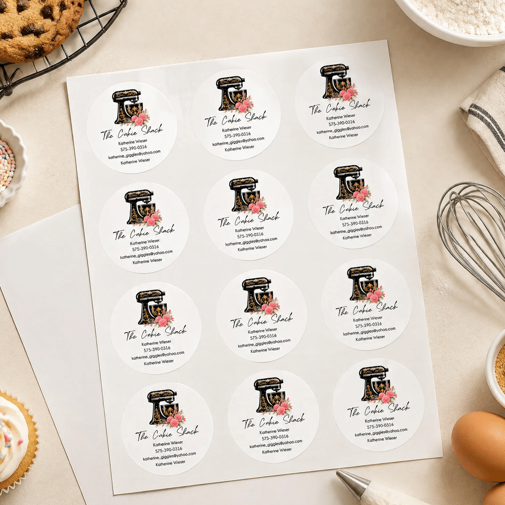 Gepersonaliseerde waterbestendige stickers voor keukenmixers met geboortebloem, tekst en winkelnaam – bakcadeau voor verjaardagen en Kerstmis, voor bakkers en bakliefhebbers 8